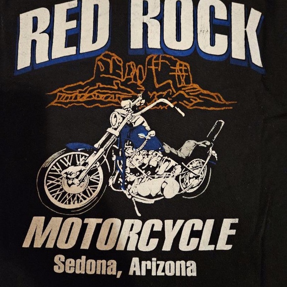 MENS BLACK XL T SHIRT RED ROCK MOTORCYCLE AZAZONA GRAPHIC - Picture 1 of 5